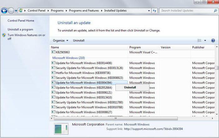 Cómo desinstalar las actualizaciones de Windows 7: Instrucciones paso a paso