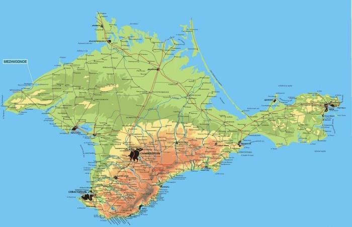Mezhvodnoe mapa de Crimea